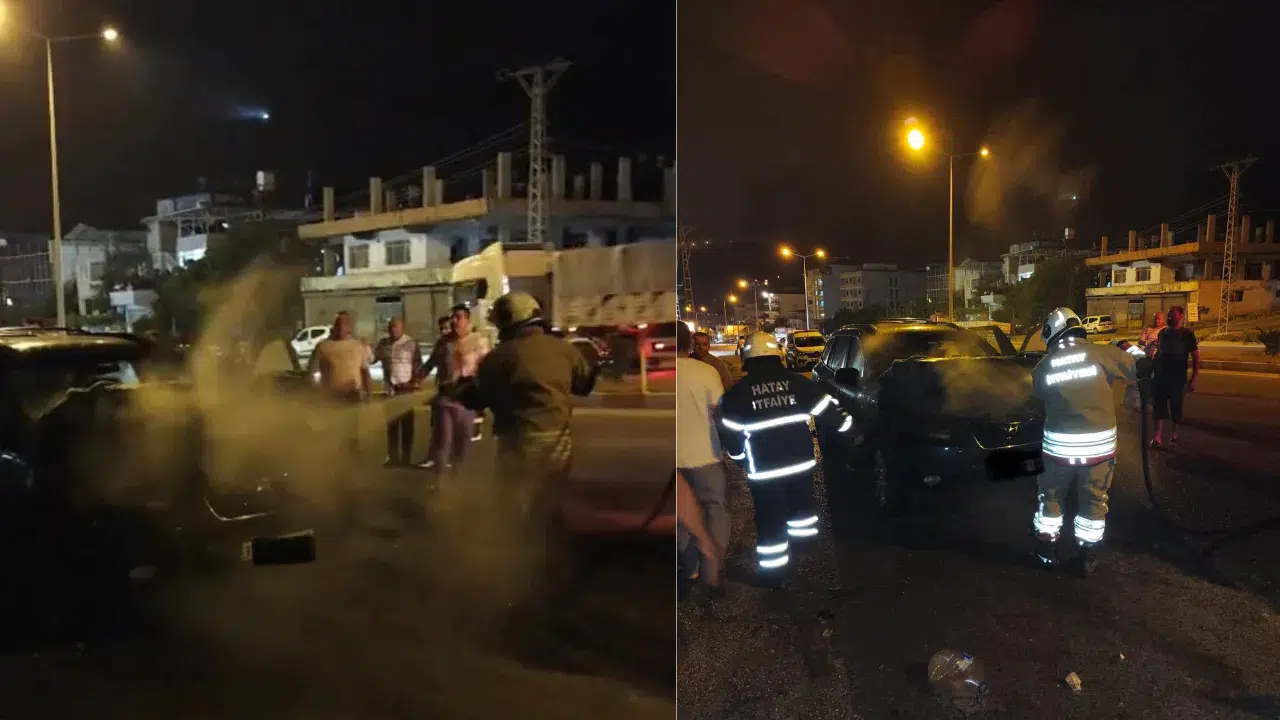 Hatay Belen'de otomobil yandı