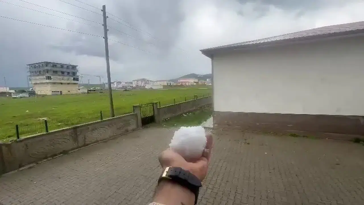 Erzurum Karayazı'da dolu yağışı etkili oldu