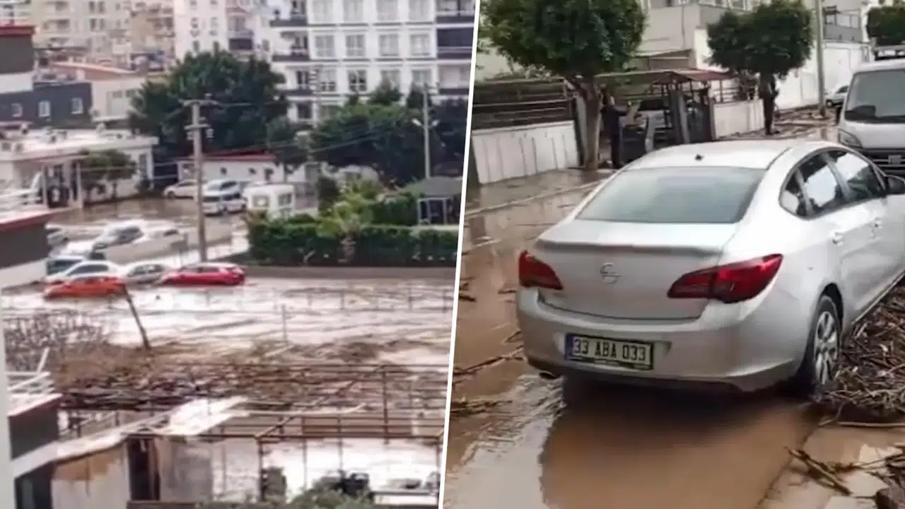 Mersin'de kuvvetli sağanak yağış sonrası 20'ye yakın araç sular altında kaldı