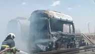 Mardin'de seyir halindeki tırda yangın çıktı : İtfaiye müdahale etti