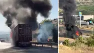 Mersin'de 24 ton çikolata yüklü tır alev alev yandı