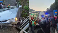 İstinat duvarına dalan otomobil kağıt gibi ezildi; 3 kişi yaralandı