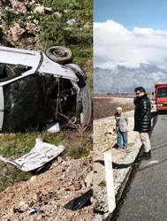 Denizli'de otomobil kamyonete çarpıp araziye uçtu : 4 yaralı