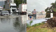 Bolu'da sağanak ve şiddetli fırtına! Yolları sel götürdü