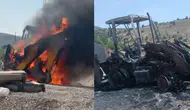 Malatya'da iş makinesi yandı!