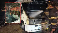 Burdur'da minibüs alev alev yandı!