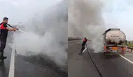 Osmaniye'de asfalt yüklü tankerde yangın!