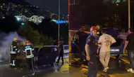 Trabzon'da seyir halindeki otomobil alev aldı!