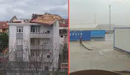 Kocaeli'de fırtına çilesi: Çatılar uçtu, bir kişi tenteyle savruldu