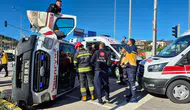 Bodrum'da ambulans devrildi : 4 kişi yaralandı