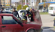Adıyaman'da seyir halindeki otomobil alev alev yandı