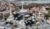 Ayasofya'da restorasyonda kritik aşama : Ana kubbe çelik konstrüksiyonla kapatılıyor