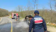 Bilecik'te seyir halindeki otomobilde yangın çıktı