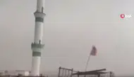 Şanlıurfa'da fırtınada bir caminin minaresi yıkıldı : O anlar kamerada