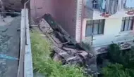 Tokat'ta istinat duvarı çöktü : Binada hasar oluştu