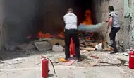 Düzce'de hastane inşaatında korkutan yangın