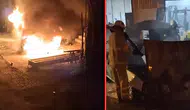 Kırıkkale'de park halindeki otomobil alev alev yandı