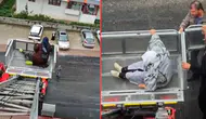 Ankara'da bir nakliyeci, yaşlı annesi ve halasını yük asansörüyle evine çıkardı