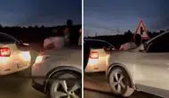Bursa’da pes dedirten görüntü ! Halat bulamayınca iki aracın arasına insan koydular