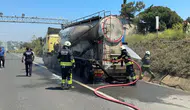 Tekirdağ-İstanbul Karayolu’nda yangın : Beton yüklü kamyon alev alev