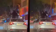 Bursa'da otomobilin tavanına oturdular, sürücüye 25 bin TL ceza