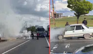 Şanlıurfa'da seyir halindeki otomobil alev alev yandı