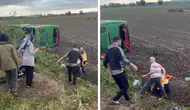 Çanakkale Biga'da yolcu otobüsü tarlaya devrildi : Çok sayıda yaralı var