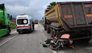 Hatay'da hafriyat kamyonuyla motosiklet çarpıştı, bir kişi yaralandı