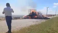 Kırklareli Lüleburgaz'da seyir halindeki römork yandı