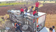 Mardin'de Kızılay'a ait kan toplama aracı şarampole devrildi : 1'i doktor 4 yaralı