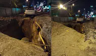 Ataşehir'de kaza : Taksi çukura düştü