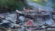 Kastamonu'da kundaklama şüphesi : Park halindeki karavan ile iş makinesi küle döndü