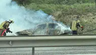 Bartın'da seyir halindeki araçta yangın çıktı