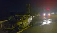 Kuzey Marmara Otoyolu’nda elektrikli otomobil alev aldı ! Aile bir buçuk dakika arayla kurtuldu