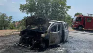 Manisa'da seyir halindeki kamyonette yangın