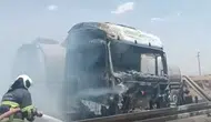 Mardin'de seyir halindeki tırda yangın çıktı : İtfaiye müdahale etti