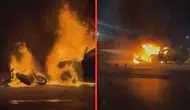 Esenyurt'ta çarpışan otomobil ile motosiklet alev alev yandı : 2 yaralı