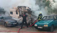 Muğla Menteşe'de park halindeki karavan yandı