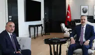 Bakan Fidan, Azerbaycan'ın Ankara Büyükelçisi Memmedov ile bir arada