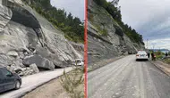 Sinop Ayvancık'ta heyelan meydana geldi : Yol ulaşıma kapatıldı