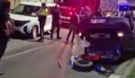 Samsun'da kontrolden çıkan otomobil park halindeki araçlara çarpıp takla attı