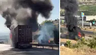 Mersin'de 24 ton çikolata yüklü tır alev alev yandı