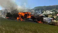 Bolu Mudurnu'da yangın : Köydeki ahır ve samanlık küle döndü