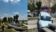 Şanlıurfa'da otomobil millet bahçesine uçtu, 1 kişi yaralandı