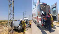 Hatay Reyhanlı'da araç elektrik direğine çarptı : 3 yaralı