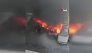 Bursa'da yangın : 3 otomobil alev alev yandı
