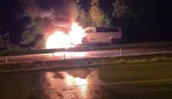 Samsun'da seyir halindeki çekici alev alev yandı
