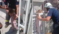 Afyonkarahisar’da kafası demir kapıya sıkışan 4 yaşındaki çocuğu itfaiye kurtardı