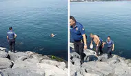 Avcılar'da intihar eden adam ikna edildiği sırada kayalıklardan denize düştü