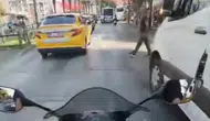 Bursa'da motosikletin yayaya çarptığı kaza kask kamerasına yansıdı